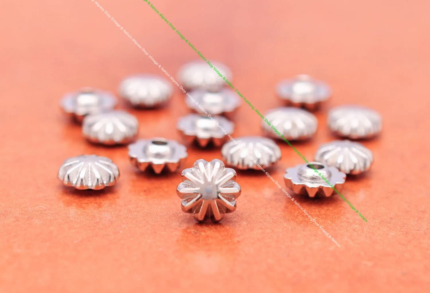 Rivet de clou de fleur du Japon en argent, attache de taches de goujon, dos d'application de Concho pour la maroquinerie, ceinture, porte-clés, portefeuille, décor de sac, 9x9mm, 50 pièces