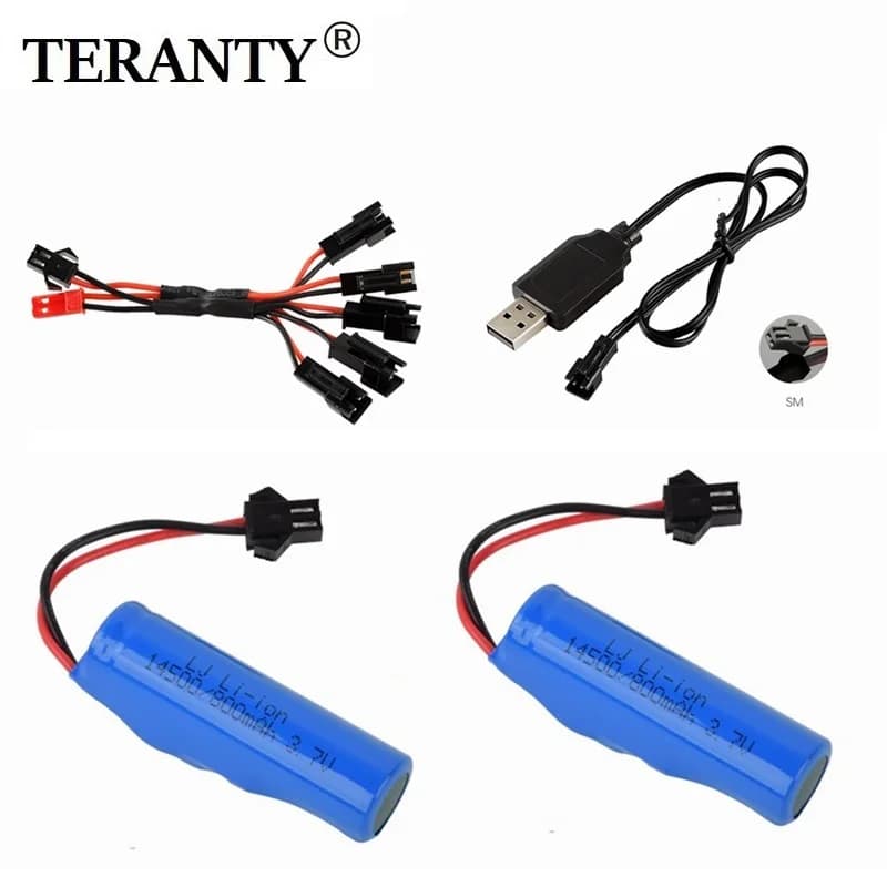 Batterie Lipo 14500 3.7V 800mAh avec USB pour voiture RC JJRC C2 D828, accessoires pour jouets de voiture RC de cascade
