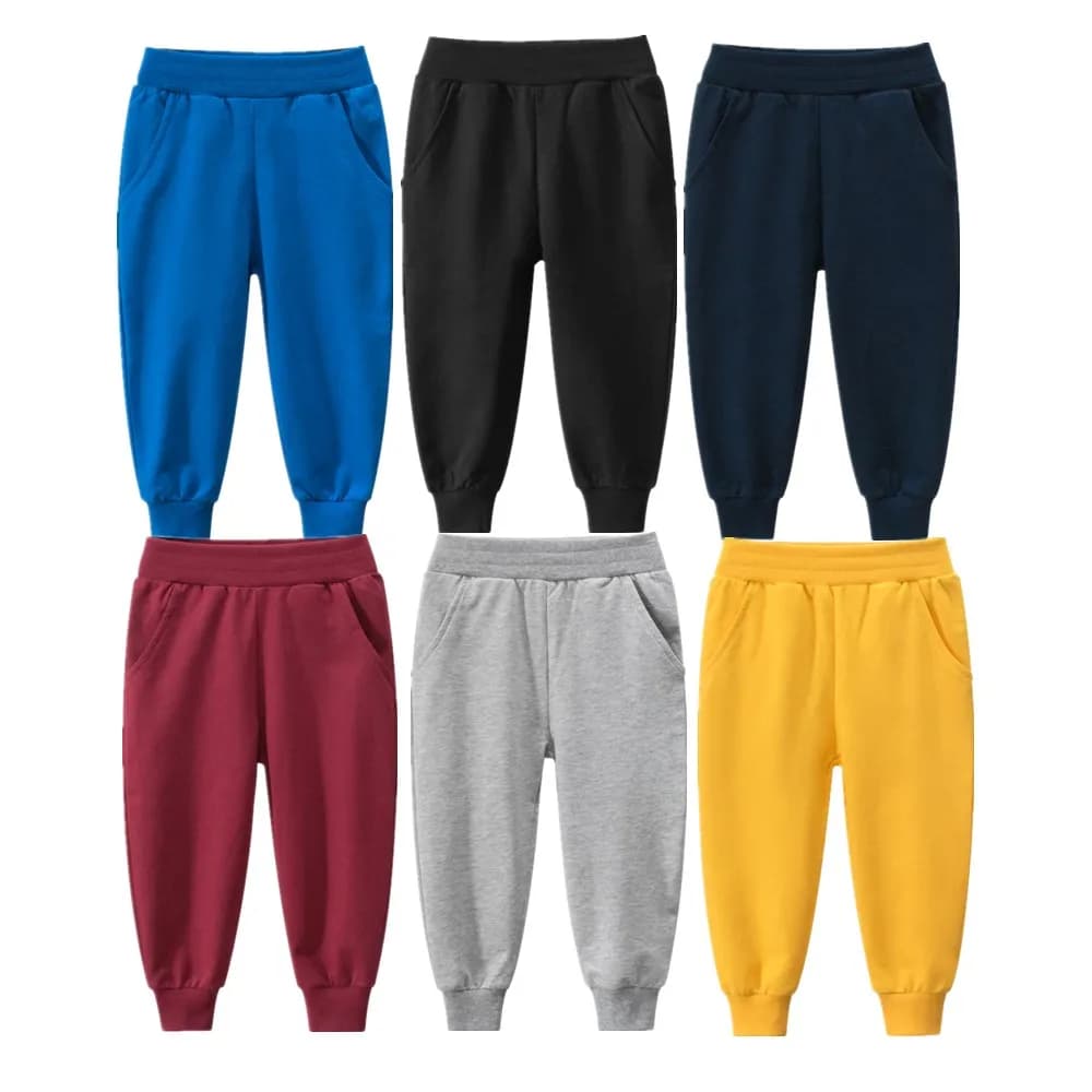 Viser de survêtement simples et longs pour garçons et filles, pantalons de sport décontractés pour enfants, monochromatique, fj2024 coton, mode, printemps, automne, 100%
