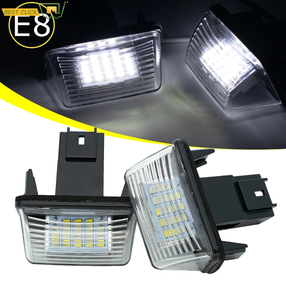 Éclairage de plaque d'immatriculation LED, 2 pièces, pour citroën C3 C4 C5 Berlingo Saxo Xsara Picasso, Peugeot 206 207 306 307 308 5008