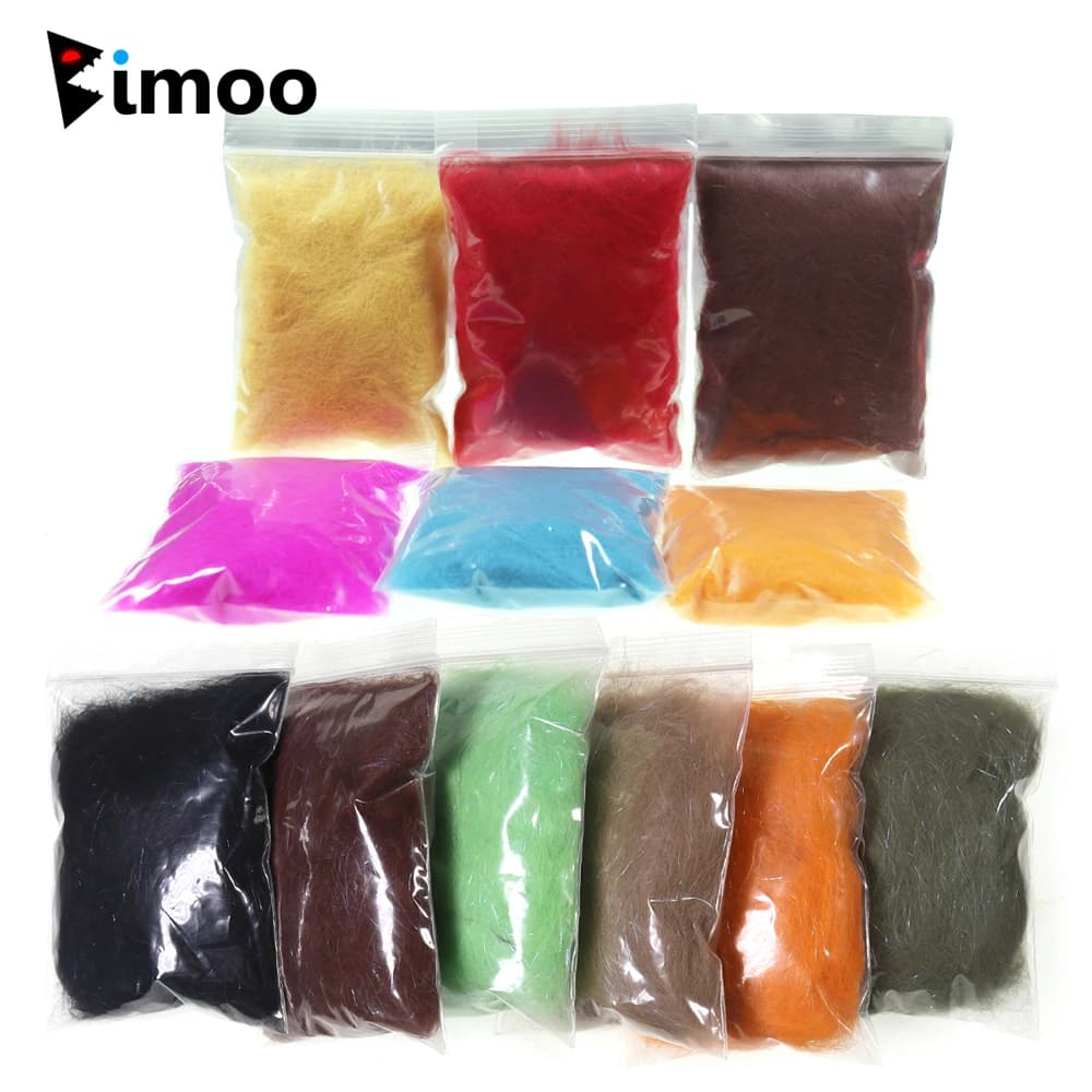 Bimoo 2 Sacs de Fibres de Cheveux de Lapin pour Montage de Mouches, Fibres Ice Dub, Fibres Ice Wing pour nymphes et scuds, Matériel de Dubbing Thorax, avec effet Flash et Scintillement