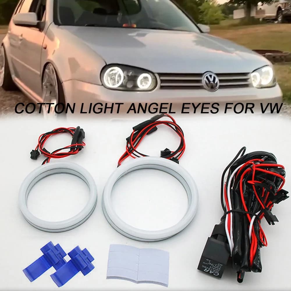 Analyste d'éclairage de sauna Angel Eyes, LED en coton blanc, Volkswagen Golf 4, 5, IV V, 1998-2009, accessoires automobiles, kits d'anneaux Halo