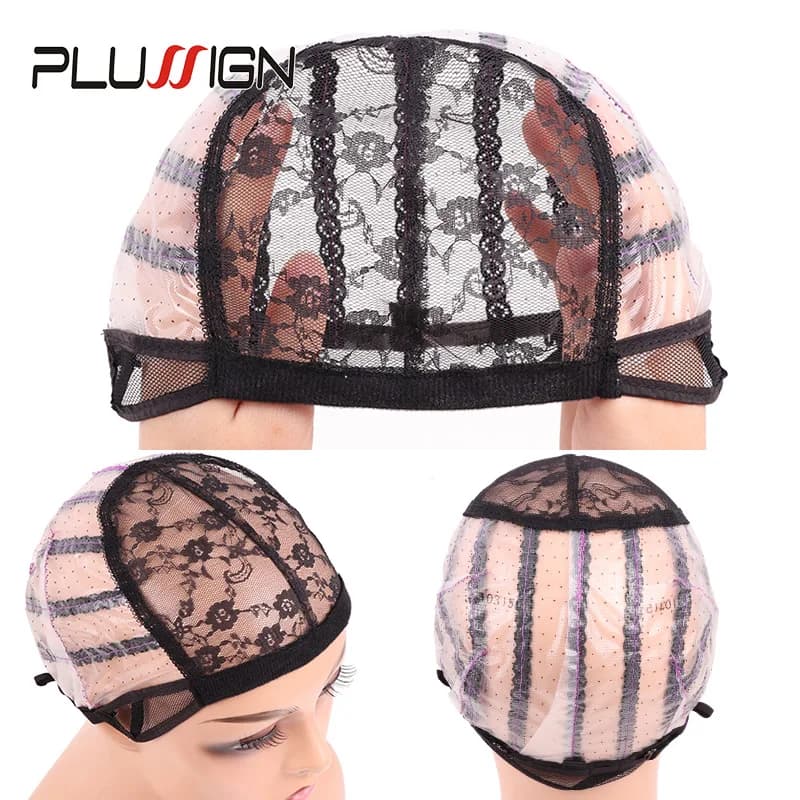Bonnet de perruque dissolvant pour la fabrication de perruques, filets à cheveux noirs, bonnets de perruque ventilés en maille avec sangle réglable pour Base de perruque pour femmes 6 pièces 12 pièces