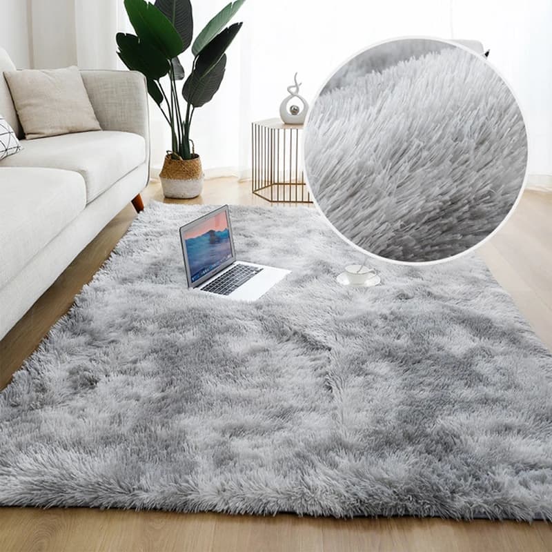 Tapis doux pour salon tapis en peluche tapis épais moelleux zone de chambre tapis longs tapis de sol antidérapant gris chambre d'enfants tapis en velours