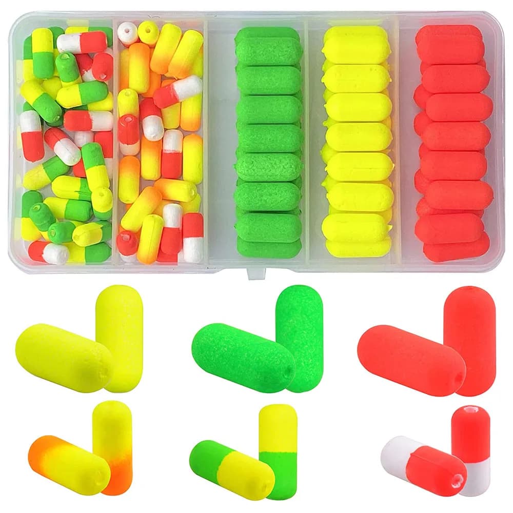 105 pièces/boîte cylindre mousse flotteur de pêche Bobber greve indicateur pêche à la mouche flottant pêche lumière bouées flotteurs pour la pêche