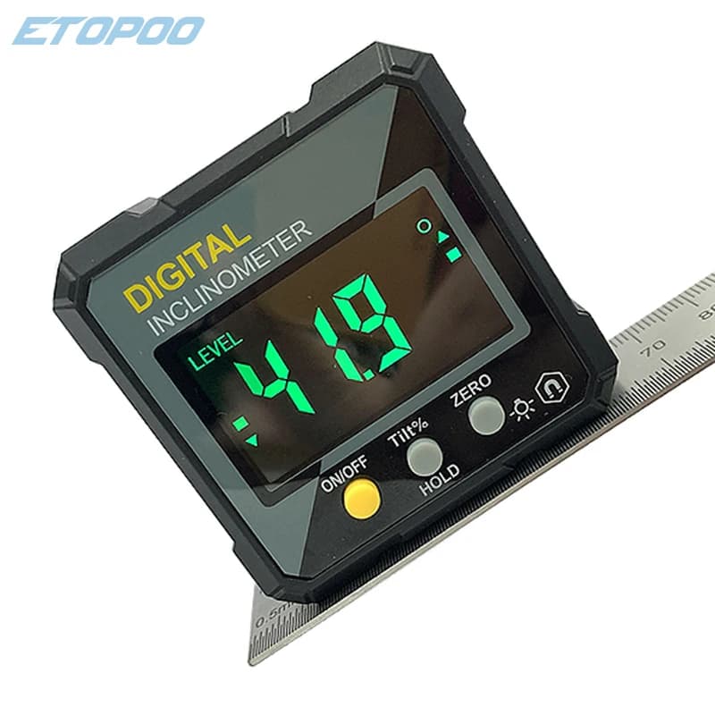 ETOPOO Niveau électronique numérique Fnder d'angle numérique 4*90 ° Inclinomètre magnétique rapporteur boîte de niveau de précision pour le travail du bois