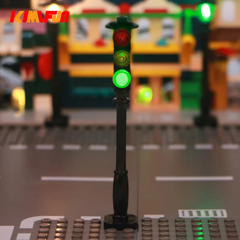 Ensemble de blocs de construction de feux de signalisation à LED MOC, série ville, briques, modèle, 1 pièce