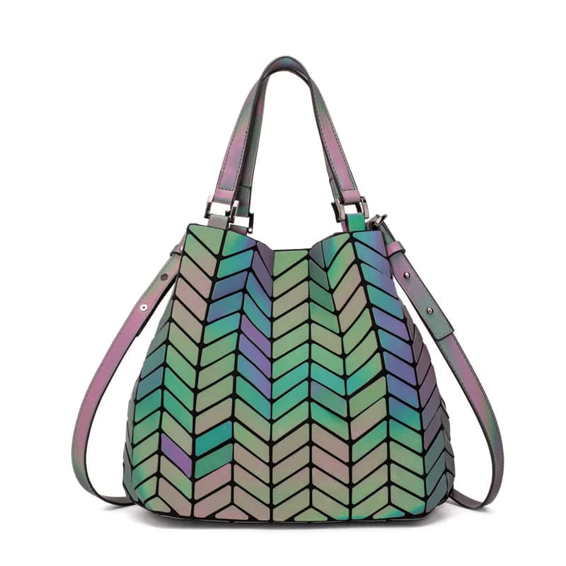 Sac à main pliable géométrique réfléchissant lumineux pour femmes 2024 – Sacs à bandoulière pliables unis – Sac à main féminin – Bolsas
