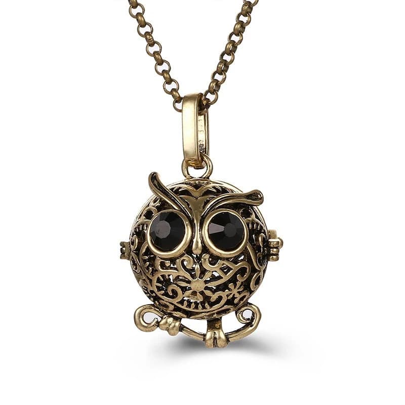 Nouveau-Mexique carillon musique boule appelant 4 couleurs hibou pendentif Vintage grossesse arôme collier huile essentielle diffuseur médaillon bijoux