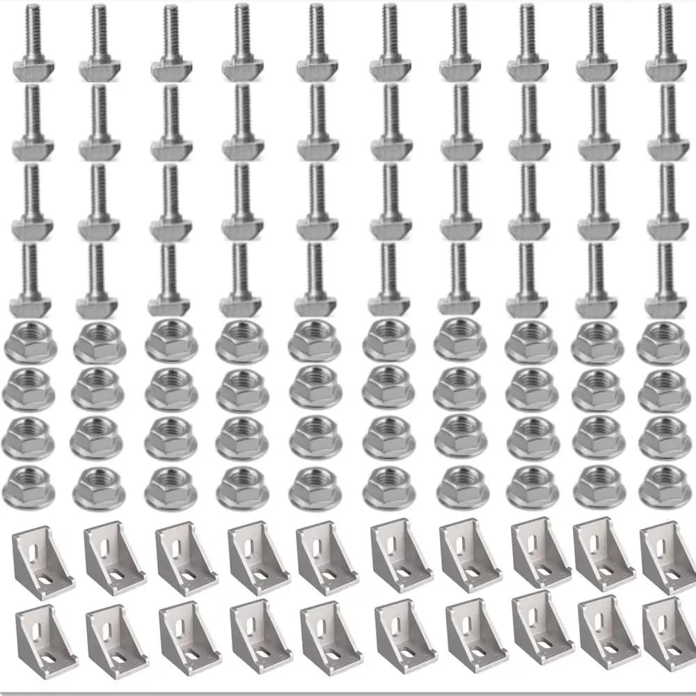 Jeu de 20 connecteurs à profil en aluminium 4040: 40 écrous à bride hexagonale M8 + 20 supports d'angle 4040 + 40 vis à boulon en T M8 x 16mm