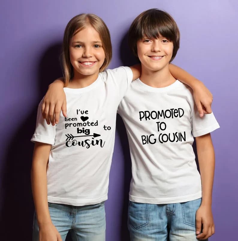 T-shirt à manches courtes pour garçons et filles, promu à Big Cousin, été, frères pour tout-petits, chemises d'annonce 16%, grill pour enfants, 1 pièce