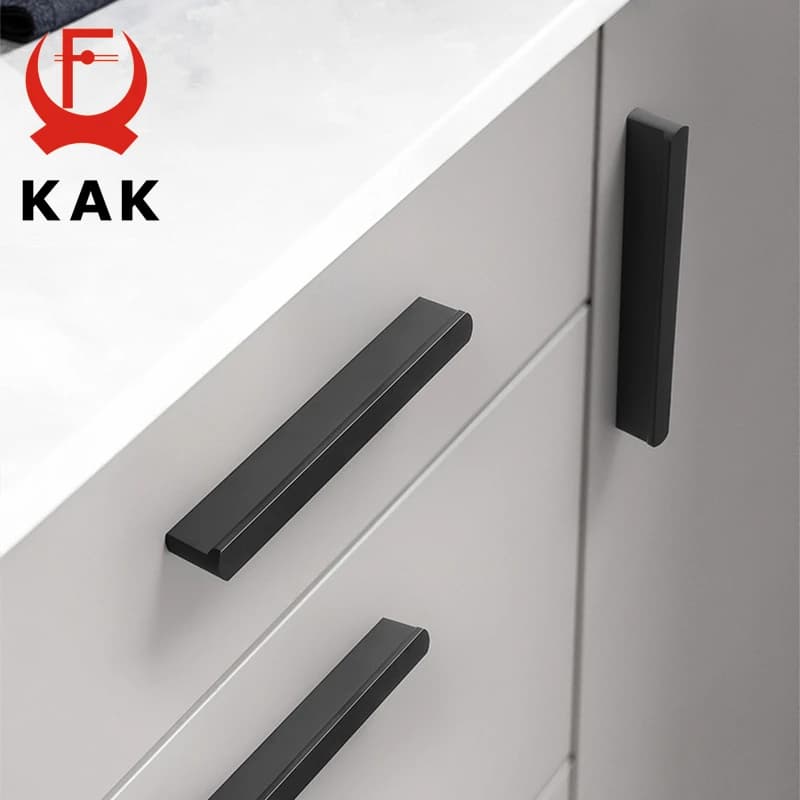 KAK-Poignée de meuble longue en alliage d'aluminium noir et or, accessoire de cuisine, à la mode