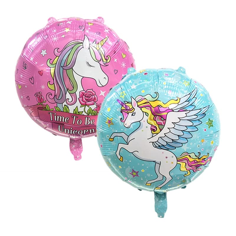 2/5 pièces 18 pouces boule ronde Pegasus flamant licorne ballons en aluminium décoration de fête d'anniversaire pour enfants ballons