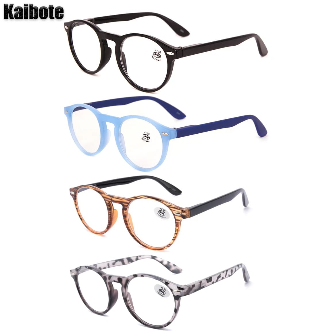 Lunettes de lecture rondes pour hommes et femmes, lunettes de lecture presbytes de haute qualité, unisexes, 0.0 1.0 1.5 2.0 2.5 3.0 3.5, lot de 4