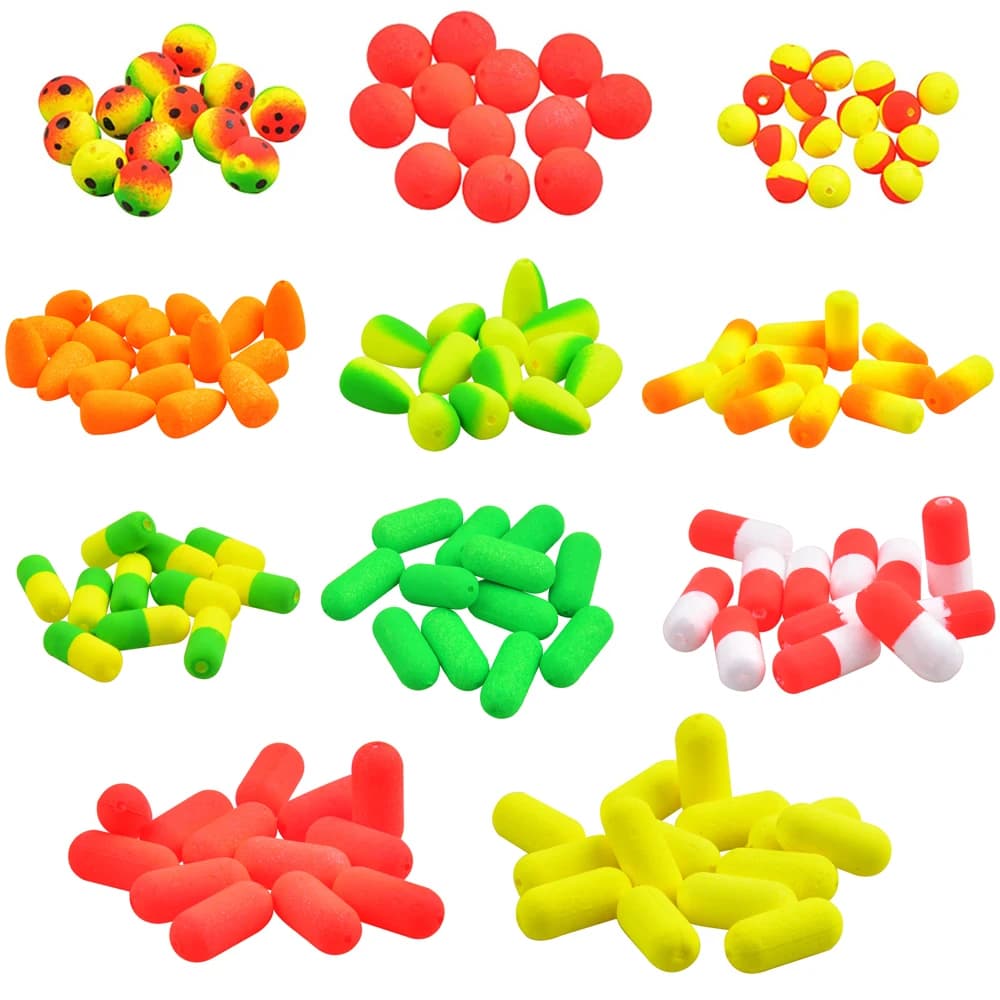 Lot de 100 flotteurs de pêche en mousse, indicateurs de touche pour la pêche à la mouche, flotteurs de pêche, accessoires de pêche