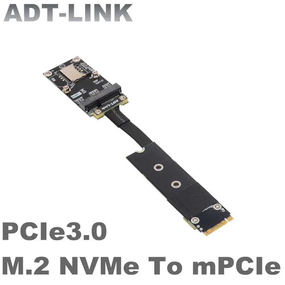 Câble d'extension de carte réseau sans fil ADT Brand MPCIe, adaptateur M.2 NGFF NVMe M-Key Ultra SSD vers Mini PCIe
