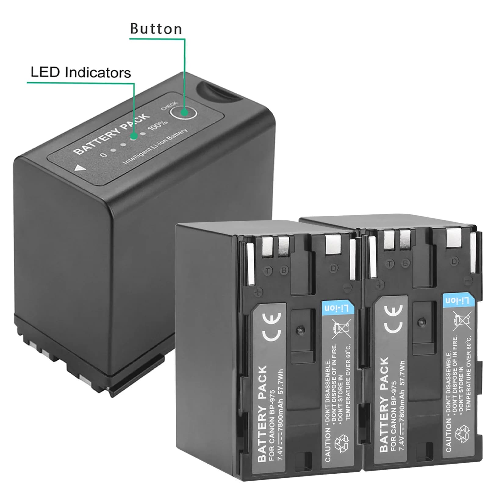 Batterie 7800mAh BP-975 BP975 pour Canon EOS C100 C300 C500 XLH1 XHG1 XHA1 XL2 XM2 ES420V ES75 ES8200V Vistura XF205 XF300