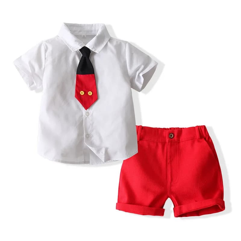 Ensemble de vêtements pour garçons, vêtements pour enfants, robe d'hôte pour étudiants, vêtements pour enfants, short d'été formel, chemise, cravate, nouvelle collection