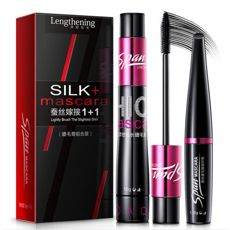 Mascara en soie 1 + 1 4D fibre cosmétiques Mascara 3D cils allongeant maquillage professionnel complet cils faux cils