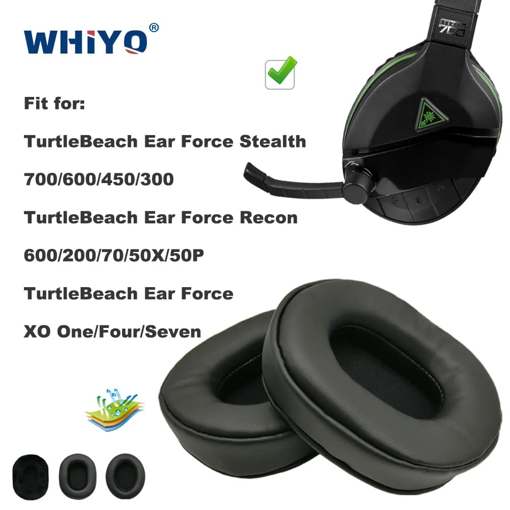 Coussinets d'oreille de remplacement pour TurtleBeach Ear Force Stealth 700/600/450/300,Recon 600/200/70/50X/50P,XO One/Four/Seven, pièces de casque