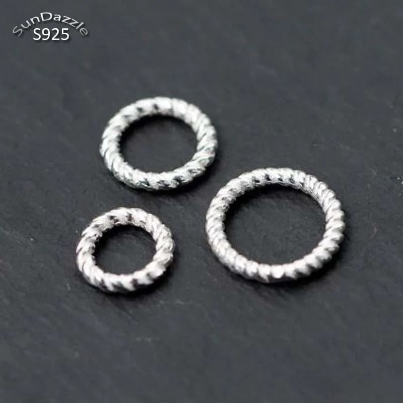 Bague en argent regardé 925 pour diabétique, véritable, pur, solide, fermé, connecteur de bague fendue, ligne torsadée, bijoux, résultats exécutifs
