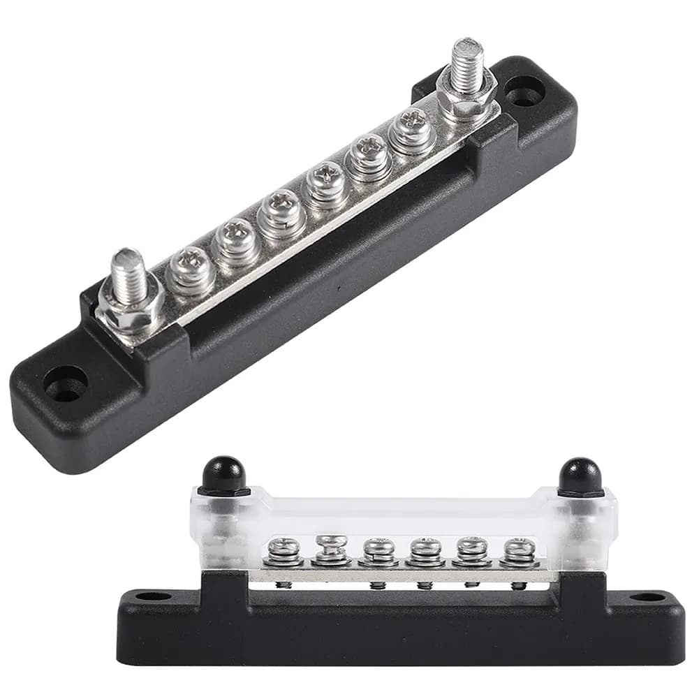 Barre omnibus terminale 6 avec couvercle transparent 130A AC/ 150A DC Distribution d'alimentation pour voiture bateau caravane marine XF-BB001C-6P
