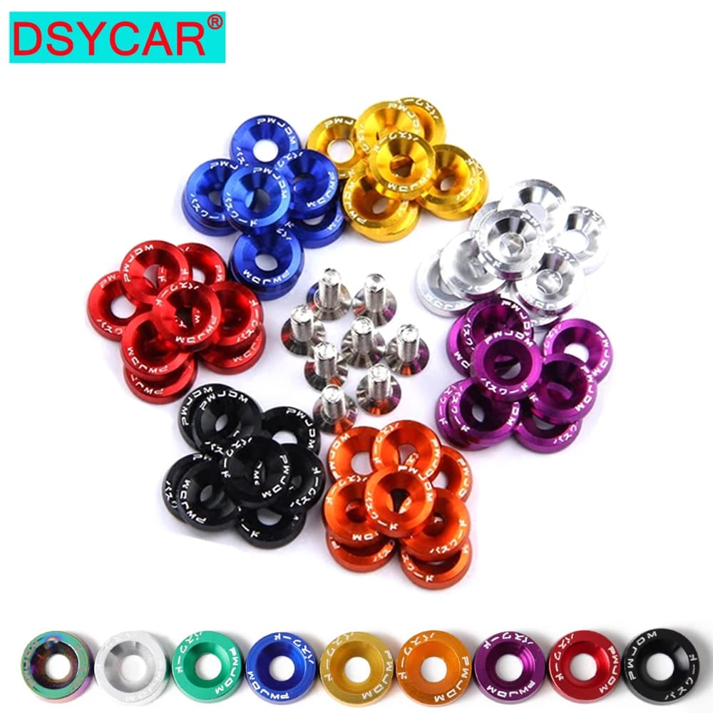 DSYCAR 1 jeu de boulons de rondelle de pare-chocs de garde-boue en aluminium, Kit de vis de baie de moteur, boulons JDM M6x20mm