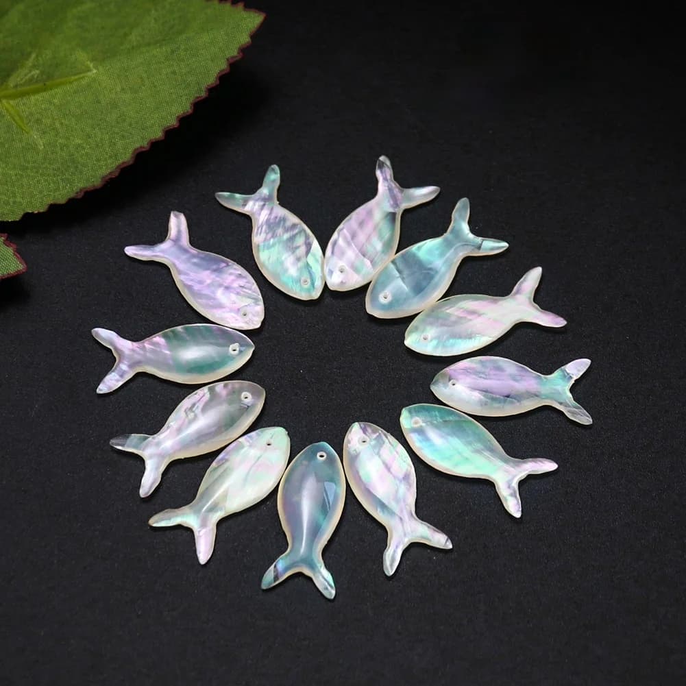 5 pièces coquille d'ormeau naturelle mignon poisson breloques pendentifs nacre coquille perles pour bijoux à bricoler soi-même trouver faisant boucle d'oreille collier