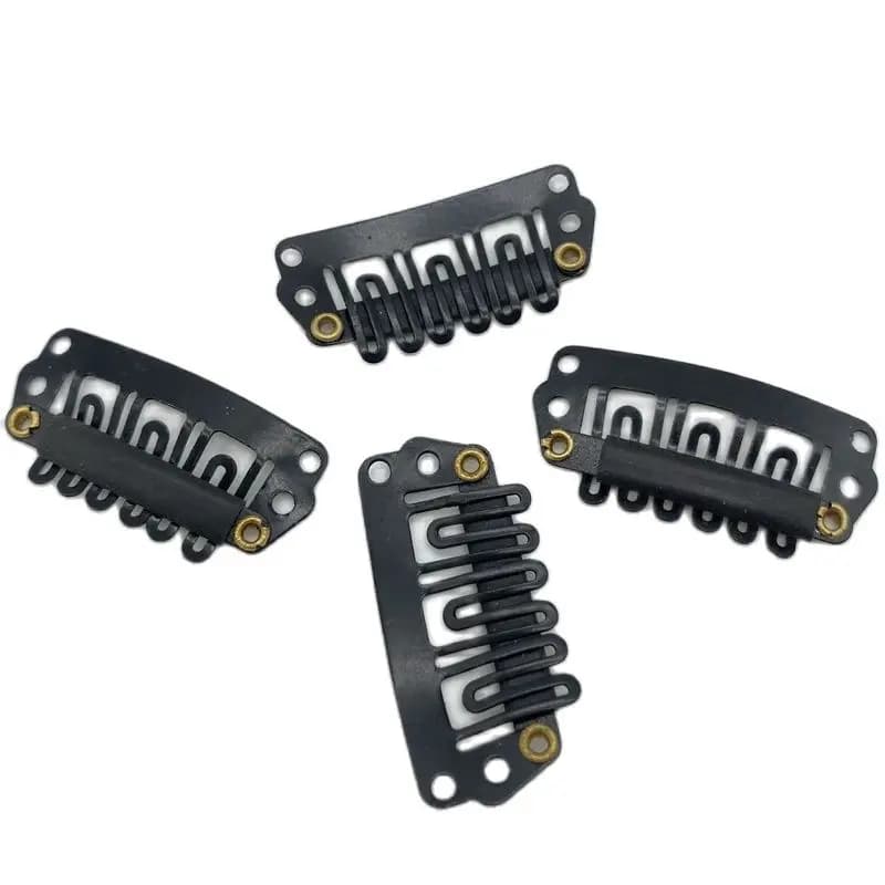 95 pièces de clips métalliques à pression en acier au carbone de 2,8 cm avec 6 dents pour extensions de cheveux, peigne à boucle pour perruque, clip à cheveux noir, accessoires pour cheveux