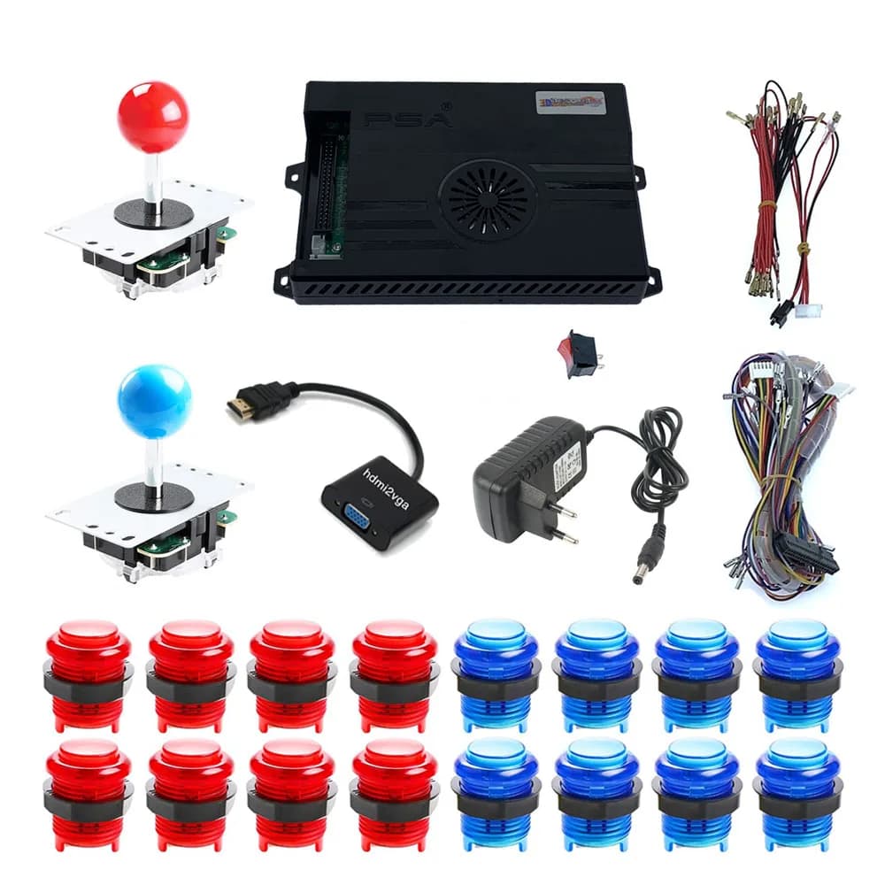 Console de jeu d'arcade 128 Go 3D Pandora Saga Box EX2 10000 en 1, kit DIY, joystick 8 directions, lumières LED, boutons, cabinet Bartop, 2 joueurs