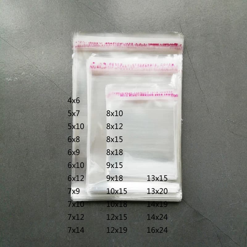 Sacs transparents en plastique auto-adhésif, pocommuniste en cellophane pour bijoux, sacs d'emballage de cadeaux, 1000 pièces