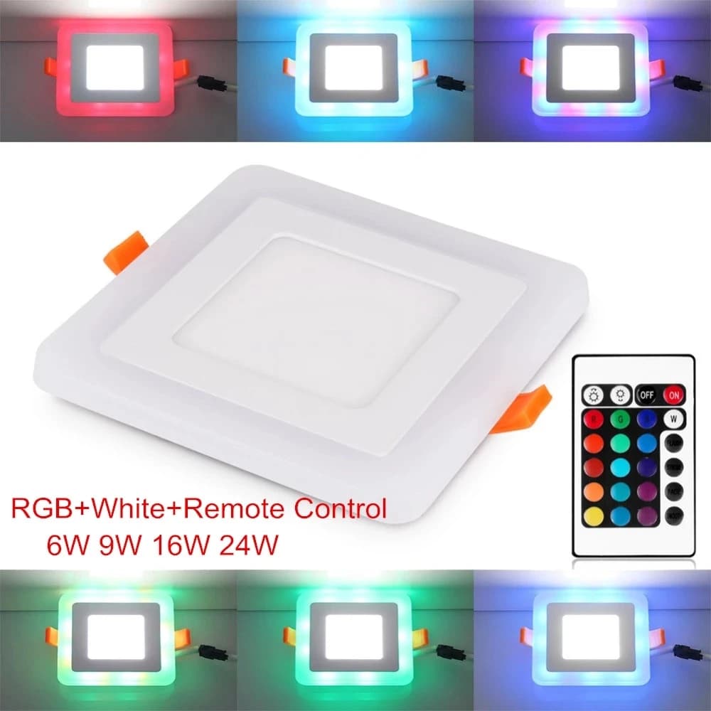 Downlight LED RGB rond/carré à intensité variable + télécommande 6w/9w/16w/24W panneau lumineux LED encastré au plafond AC85-265V + pilote