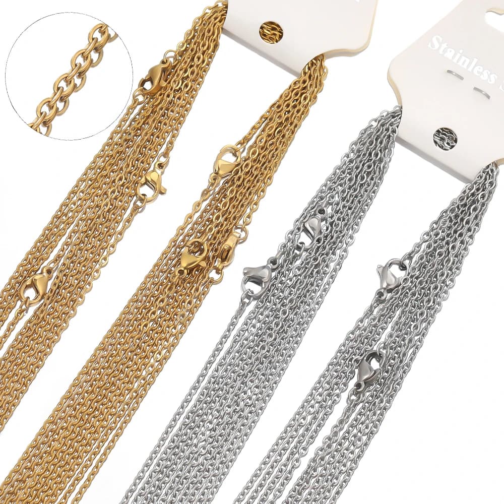 Colliers à maillons en acier inoxydable, croix cubaine, accessoires pour cadeaux de bricolage, bijoux exécutifs, vente en gros en vrac, 50cm, 10 pièces par lot