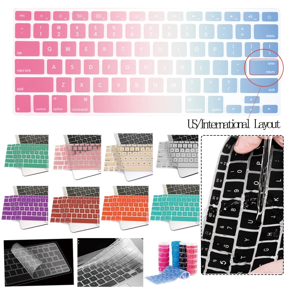 Couvercle de clavier d'ordinateur portable en silicone souple, pour Macbook Air 13 pouces A1369 A1466 A1342 / Pro 13 pouces A1278 A1425 A1502/ Pro 15 InchA1286 A1398