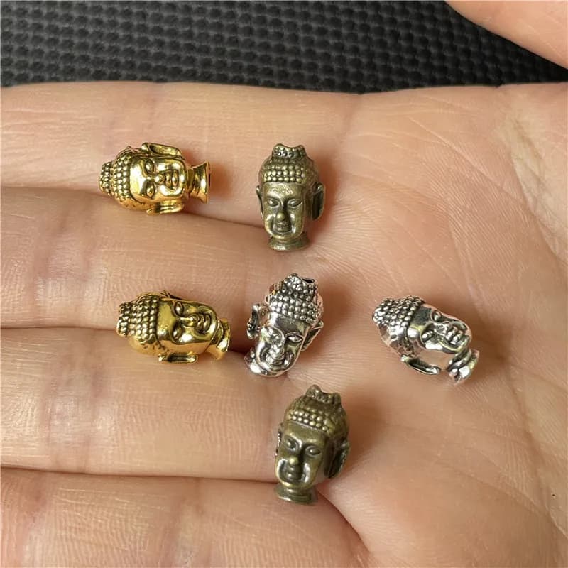 10 pièces 9*13mm trois couleurs tête de bouddha Portr perle entretoise breloques pour Bracelets à bricoler soi-même fabrication de bijoux à la main