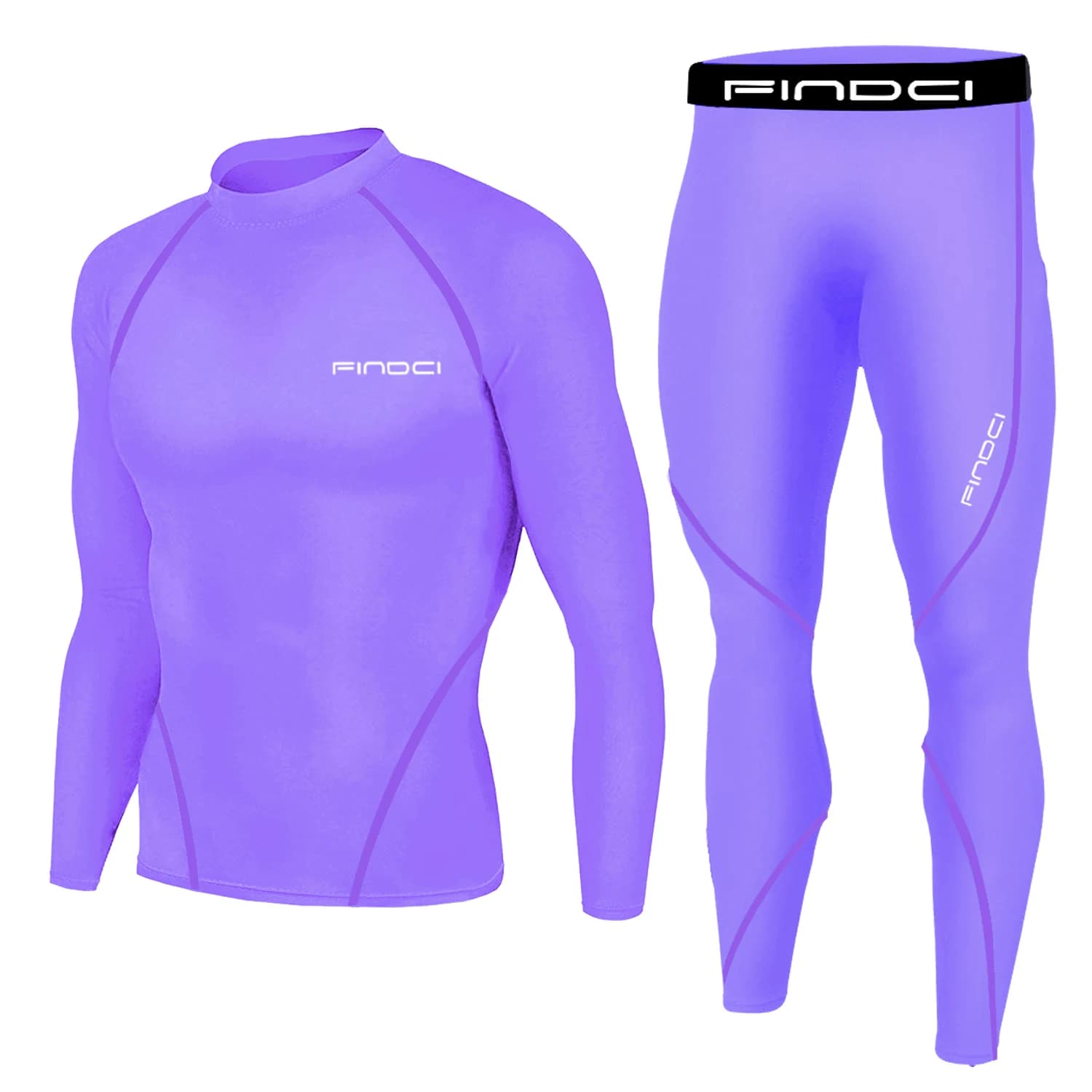 Findci-Ensemble de sport moulant pour homme, chemise et pantalon de compression, manches longues, séchage rapide, survêtement de fitness, olympiques de yoga
