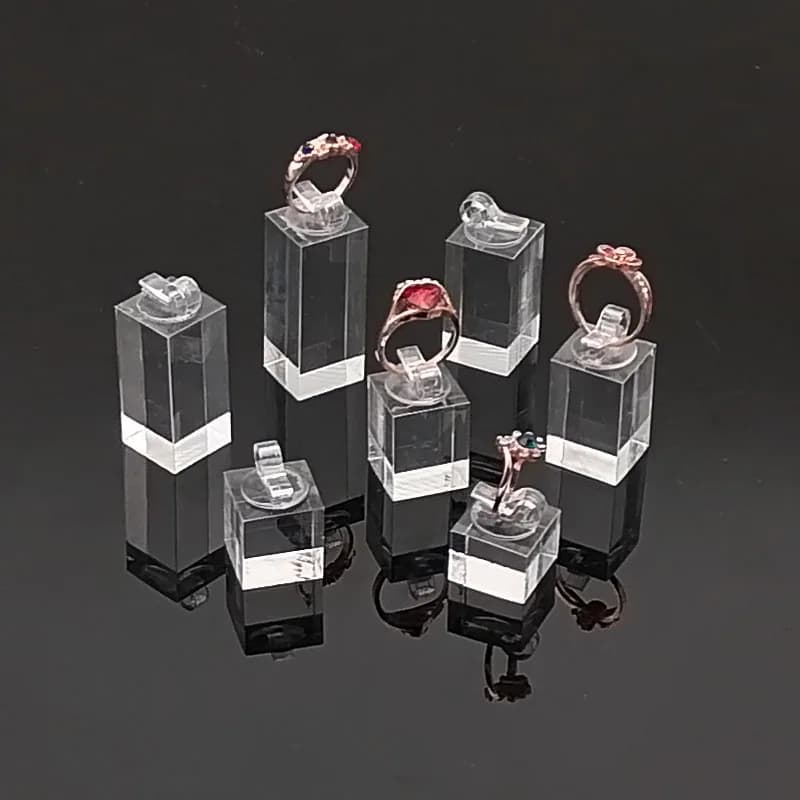 Présentoir de bijoux rond/carré en acrylique, 7 pièces, différentes hauteurs, support d'accessoires de photographie, support organisateur de vitrine