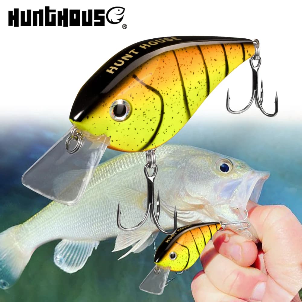 Hunthouse KVD 2.5 appât carré manivelle de pêche leurre dur flottant 65mm/16.5g manivelle Wobblers Surface Swimbait pour bar brochet