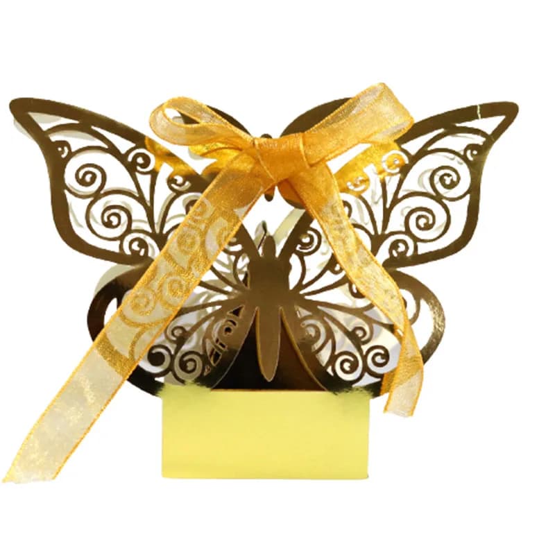 Boîte à Bonbons Découpée au Laser avec Ruban, Décoration de ixPréChristophe, Baptême, Mariage, 10 Pièces