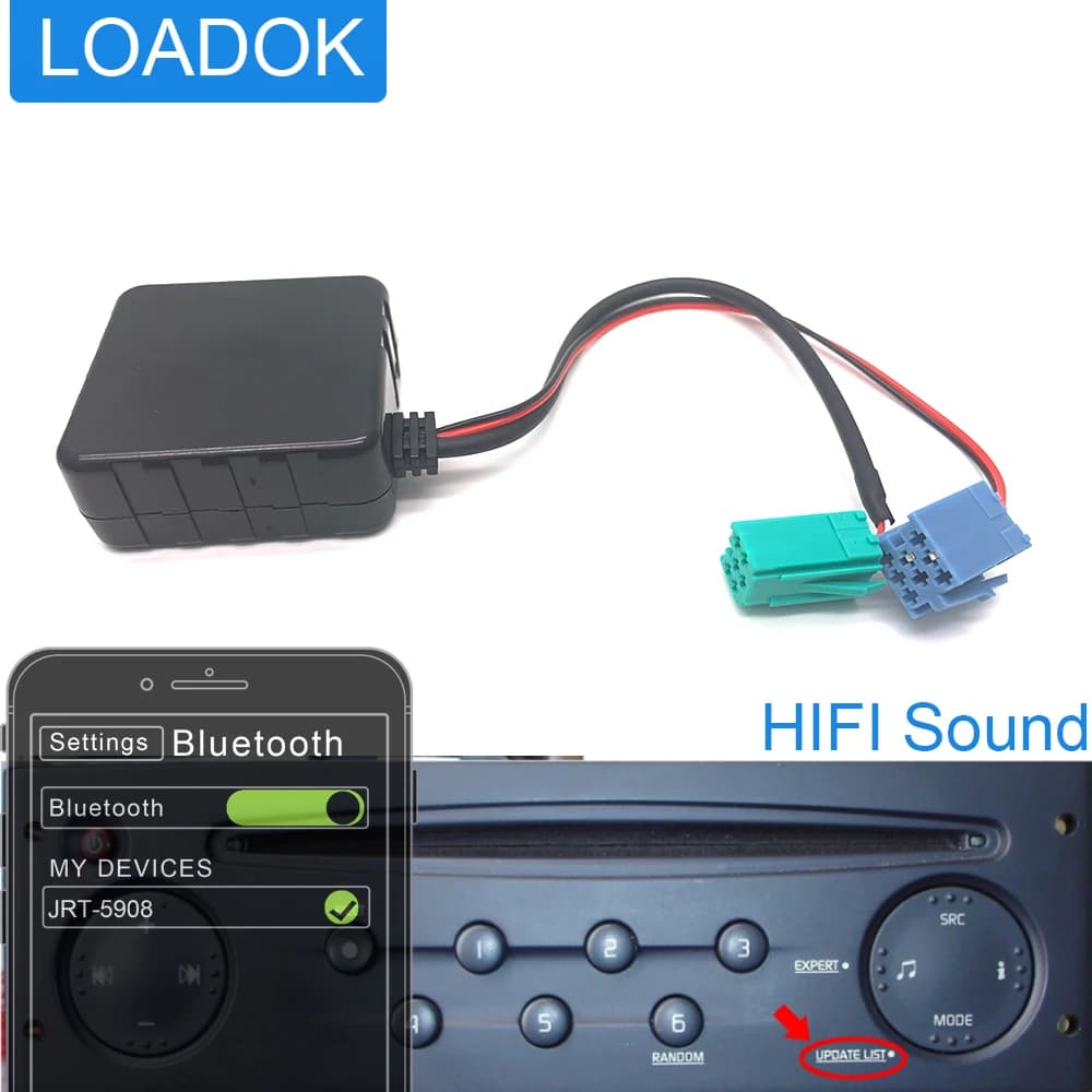 Voiture Bluetooth 8pin 6pin pour Renault mise à jour câble AUX auxiliaire Bluetooth autoradio Clio trafic pittoresque Skyexpert Hifi son