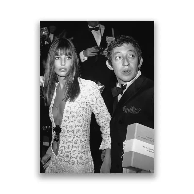 Jane Birkin – affiche de photographie noir et blanc, peinture sur toile de Serge Gainsbourg, images murales, décor de salon, cadeau pour amoureux de la musique