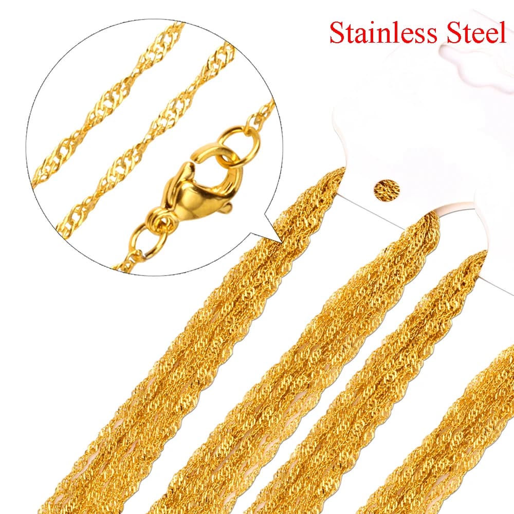 Collier en acier inoxydable pour bijoux à bricoler soi-même, vague d'eau équicorrigée, fermoir ster, accessoires de résultats exécutifs, vente en gros, 10 pièces par lot