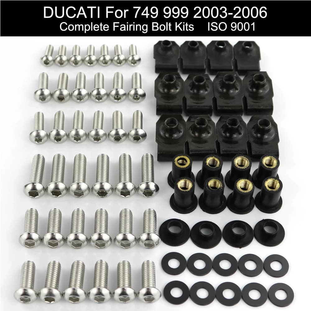 Ensemble Complet de Boulons de Carénage, Vis, Écrou de Vitesse, Clips de Carénage pour DucSau748 916 996 998 749 999 848 1098 959