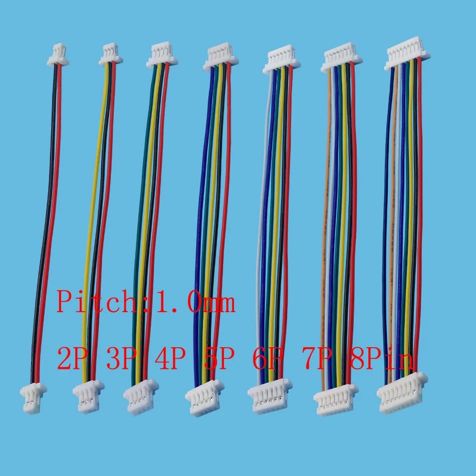 20 pièces JST SH1.0 1.0mm pas 2P 3P 4P 5P 6P 7P 8 broches femelle à femelle Double tête câble connecteur de fil longueur 10cm 28AWG