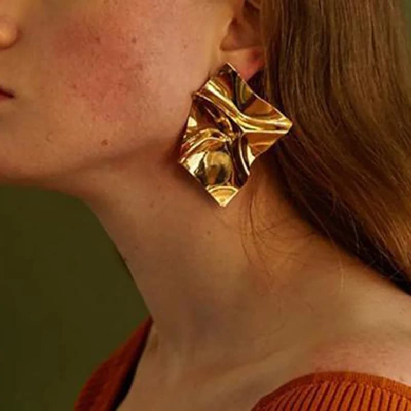 Boucles d'oreilles à Clip couleur or pour femmes, géométriques, Non percées, à la mode, bijoux de fête, cadeau, nouvelle collection
