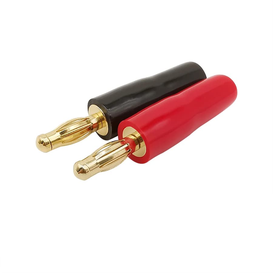 Fiche banane en cuivre plaqué or, 2 pièces, 4mm, sans soudure, adaptateur Audio pour haut-parleur, rouge, noir