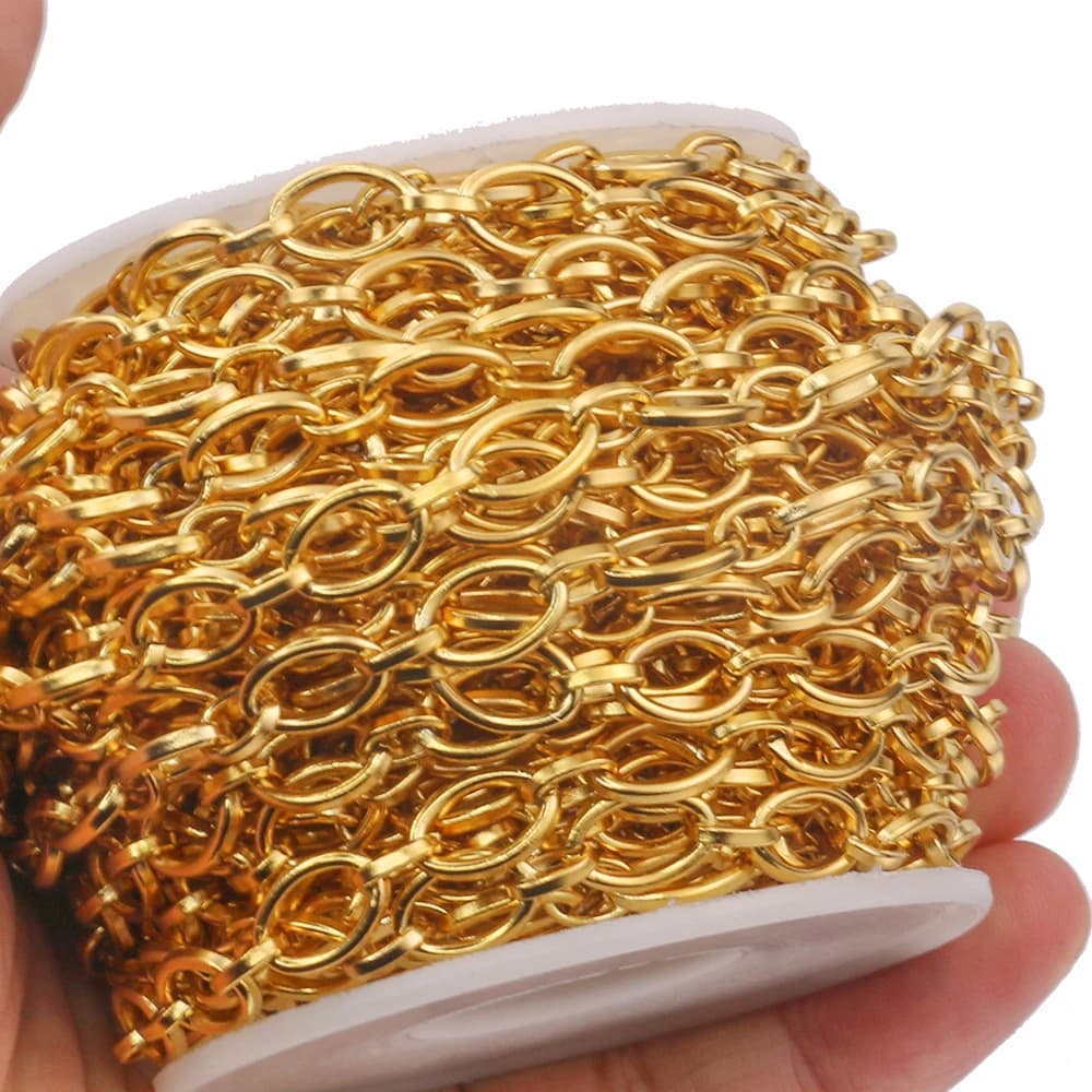 Chaînes de câble en forme de O en acier inoxydable, 1 mètre de largeur, 7mm, pour la fabrication de bijoux, colliers, bracelets de cheville, fournitures