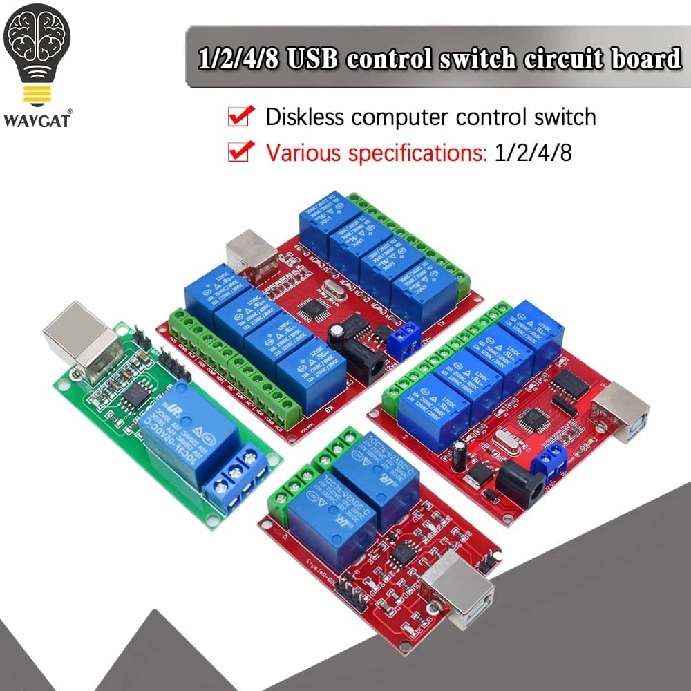 Commutateur de contrôle programmable par ordinateur pour PC domestique intelligent, contrôleur intelligent, citations USB, 5V, 12V, 1 canal, 2 canaux, 4 canaux, 8 canaux
