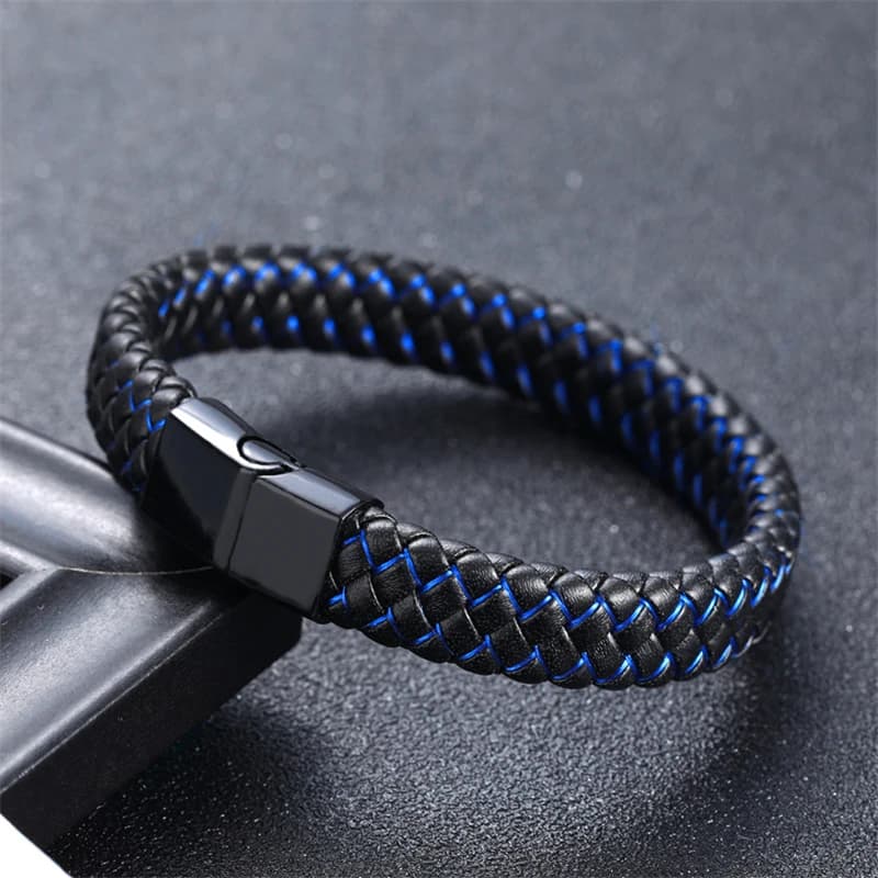 Bracelet en cuir microfibre fait à la main, Style Simple, mode européenne et américaine, en acier inoxydable 316L, bijoux pour hommes