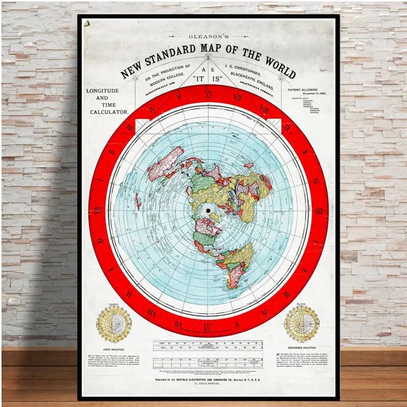 Affiche et imprimés de la terre plate, carte du monde du film, peinture moderne, images murales d'art pour salon, décor de Collection de maison, 1892